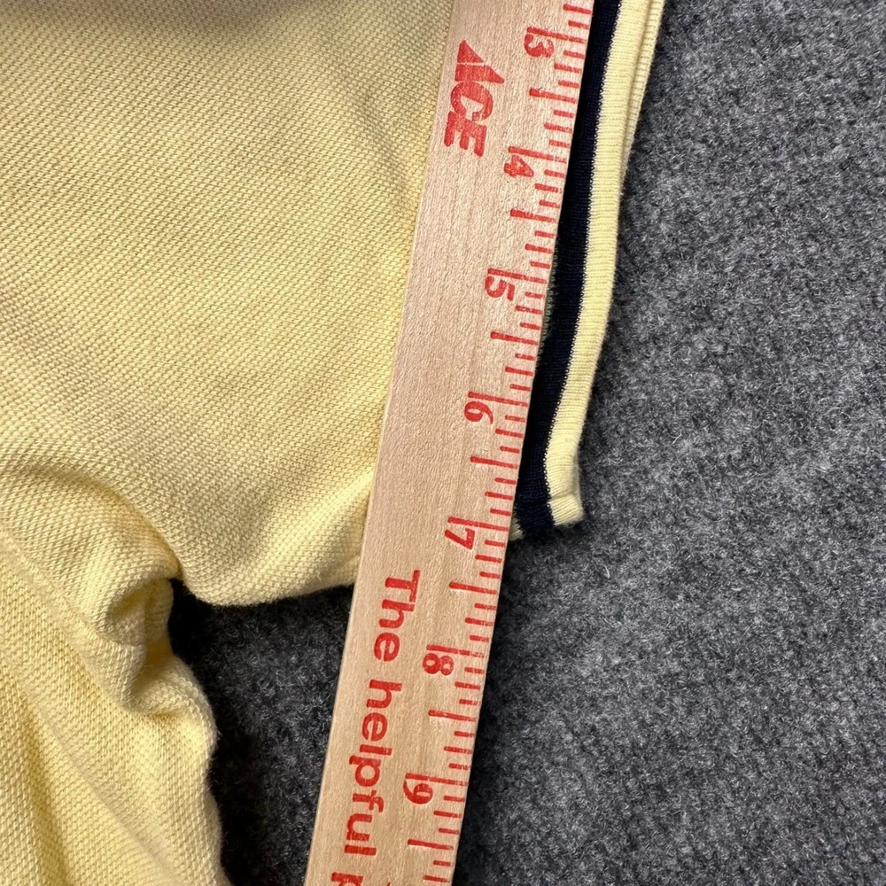 Polo Ralph Lauren Mens XL Yellow Pique V-Neck T-Shirt Navy Stripe Trim Cotton